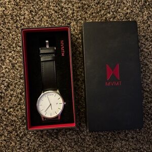 MVMT Silver Case Watch with Black Strap